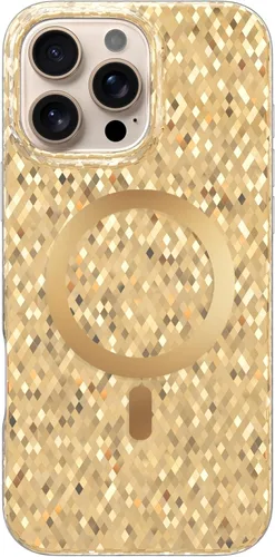 Vista 101 de LONLI Hue - para iPhone 15 Pro Max [Compatible con Magsafe] - Funda de teléfono floral dorada - [Amortiguador de 360°] - Funda de teléfono linda