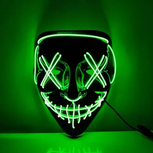 Vista 4 de Máscara de Halloween con luz LED para festivales Cosplay Purge