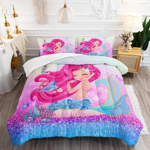 Vista 8 de Juego de edredón de mariposa tamaño individual para niñas, niños y adultos, juego de ropa de cama con patrón de flores de lavanda, juego de cama
