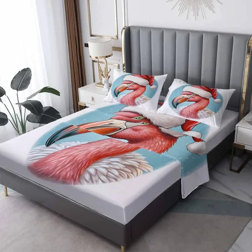 Vista 9 de Sábanas para perros tamaño individual – Sábanas y fundas de almohada de copo de nieve – 100% microfibra, estampado de alta cantidad de hilos, sábana