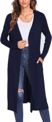 Vista 22 de Bluetime Women Open Front Maxi Cardigan Negro