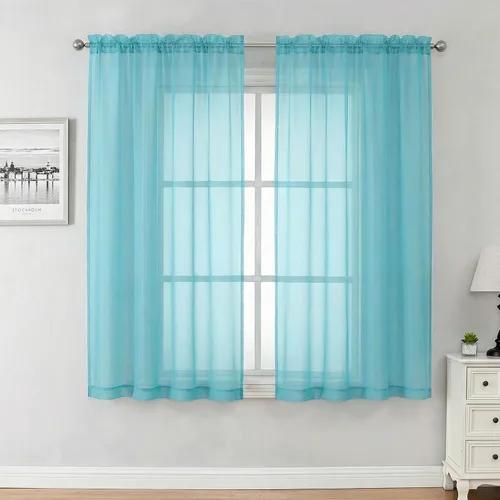 Vista 78 de Aiyufeng 2 paneles de cenefa transparente negra de 14 pulgadas de largo, cortinas cortas negras transparentes para dormitorio, cortinas de cocina