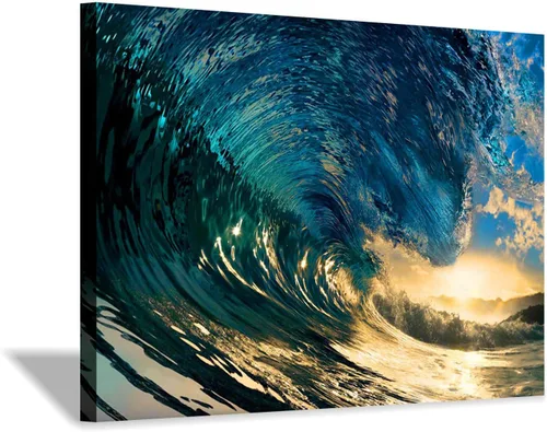 Vista 23 de Hardy Gallery Lienzo impreso con diseño de camino de playa: lienzo con imagen del océano costero, arte de pared tamaño pequeño para baño