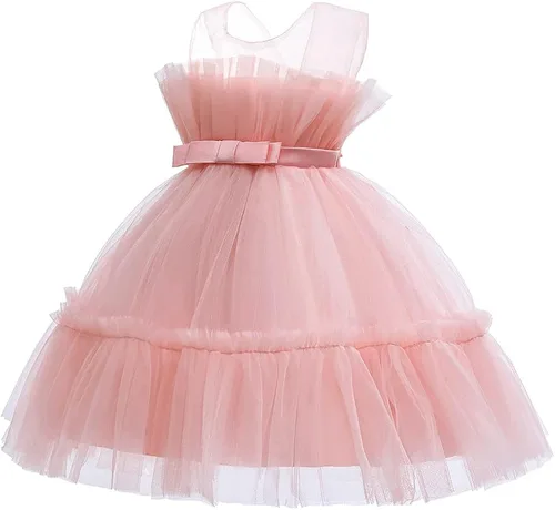 Vista 2 de 6M-9T - Vestido de baile con volantes para bebés y niñas, vestidos de encaje