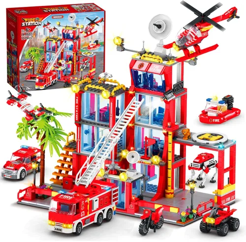 Vista 8 de Juego de construcción de la estación de policía de la ciudad, 1045 piezas de bloques de construcción de la sede de policía con coche de policía