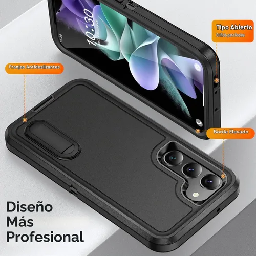 Vista 4 de IDweel - Funda para Galaxy S23 con soporte integrado para hombre, color Negro