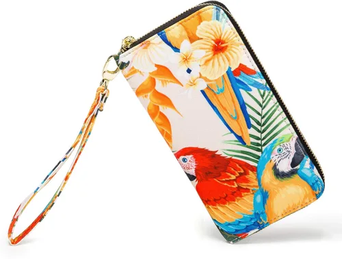 Vista 136 de Cartera de mano para mujer, estilo bohemio, con RFID, elegante, espaciosa con correa para viajes, capacidad para tarjetas, teléfono, dinero