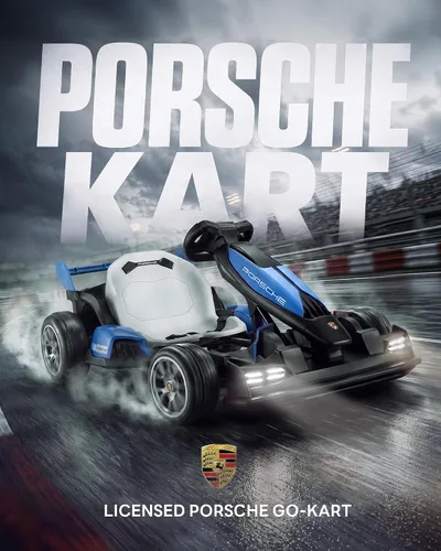 Vista 2 de Go Kart eléctrico de 24 V para niños, con licencia Porsche Drift Azul