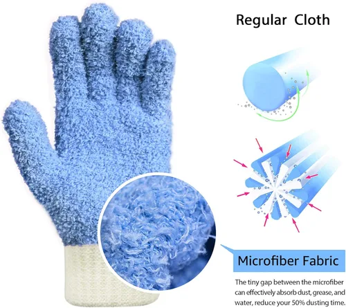Vista 2 de MIG4U Guantes de limpieza de microfibra para el hogar, guantes para limpiar persianas, ventanas, contraventanas, muebles y coche, reutilizables, sin