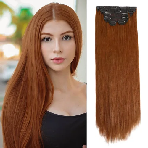 Vista 21 de WECAN Extensión de cabello con clip, de 20 pulgadas, mezcla de rubio ceniza y rubio decolorado, 6 piezas, extensiones de cabello largo ondulado