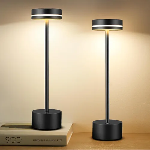 Vista 10 de Paquete de 2 lámparas de mesa LED inalámbricas recargables, lámpara de escritorio LED portátil de 5000 mAh, funciona con pilas, luz de mesa
