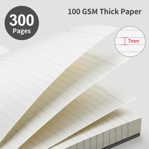 Vista 3 de EMSHOI Cuaderno en espiral A4 con líneas para diario, 28.5 x 21 cm, 300 páginas/150 hojas, papel grueso de 100 g/m², cubierta suave impermeable
