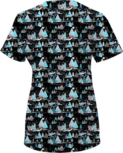 Vista 2 de Camiseta médica de enfermería médica para mujer, estampado de vacaciones, rendimiento GT, múltiples impresiones