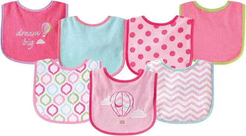 Vista 13 de Luvable Friends Baby Cotton Terry Drooler Bibs with PEVA Back, Transportation, One