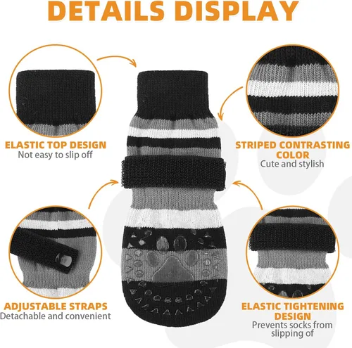 Vista 4 de KOOLTAIL Calcetines antideslizantes para perros para evitar lamer las patas y resbalones, botas de agarre extra grueso para mascotas y protectores