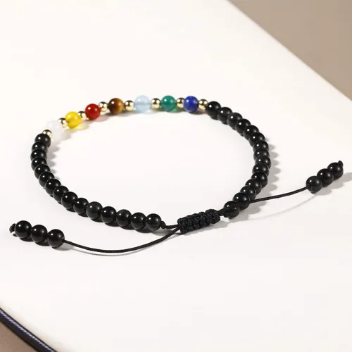 Vista 7 de Jewever Pulseras de 7 chakras para mujer, piedra real, cuerda de la suerte, pulsera de cuentas de cristal, cristales y piedras curativas, joyería