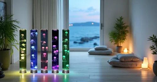 Vista 8 de Lightahead Lámpara LED de Medusas Acuáticas de Ambiente con 5 Efectos de Luz que Cambian de Color. La Definitiva Lámpara de Ambiente Extra Grande