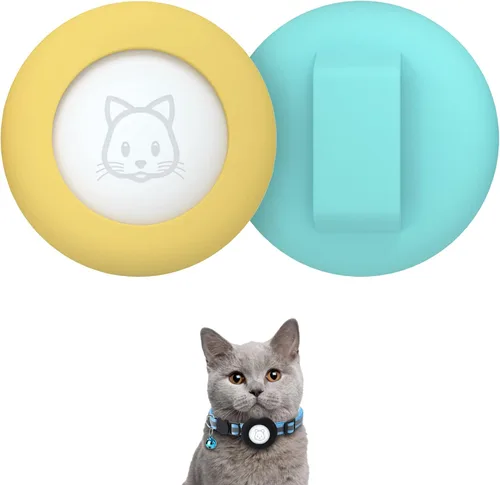 Vista 12 de SimpleThings Air-tag - Soporte para collar de gato, funda protectora de silicona para mascotas para Air-tag, paquete de 2 fundas impermeables