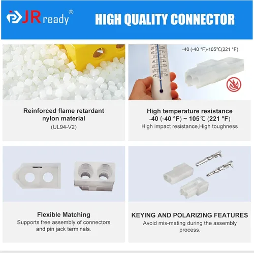 Vista 6 de JRready ST6480 Kit de clavijas de conector eléctrico de 2, 3, 4, 6, 9 y 12 pines con herramienta extractora de terminales de crimpado. 160 juegos.