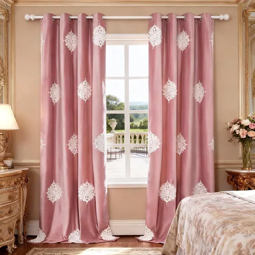 Vista 12 de VOGOL Cortinas opacas bordadas para sala de estar, paneles de cortina de terciopelo azul para dormitorio, 52 x 63 pulgadas, 2 paneles