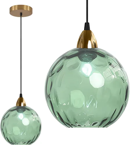 Vista 16 de BOKT Moderna Lámpara Colgante de Vidrio Azul Accesorio de Luz Latón Cepillado Dorado Globo Iluminación Colgante 1 Luz Bola Grande Redonda Lámpara