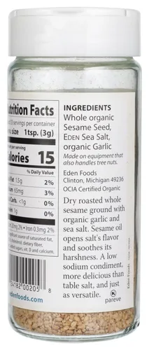 Vista 2 de Eden Foods Organic Garlic Gomasio - Sal de sésamo, 3.5 onzas - 6 por caja6