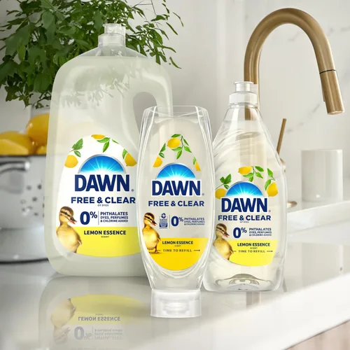 Vista 8 de Dawn Free&Clear EZ-Squeeze - Jabón líquido para lavar platos, limón, 3 x 24.3 onzas líquidas