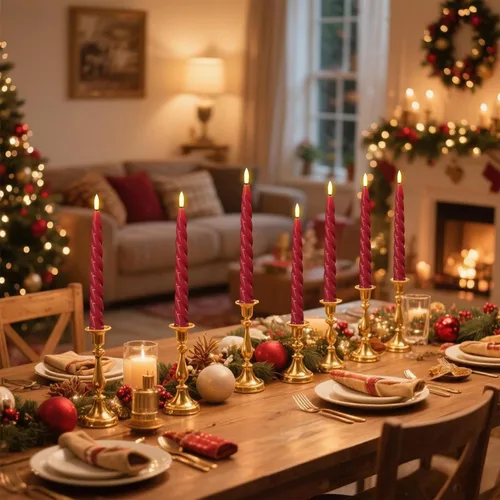 Vista 5 de Wondise Velas Cónicas Sin Llama con Control Remoto Temporizador, Candelabros Rojos Cerosos Reales a Batería Velas LED de Mecha 3D para Decoración