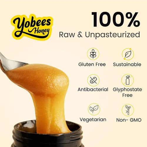 Vista 5 de Yobees Honey Miel de Manuka de Nueva Zelanda cruda y sin pasteurizar orgánica MGO 261+ / Certificado UMF 10+ 8.8 onzas