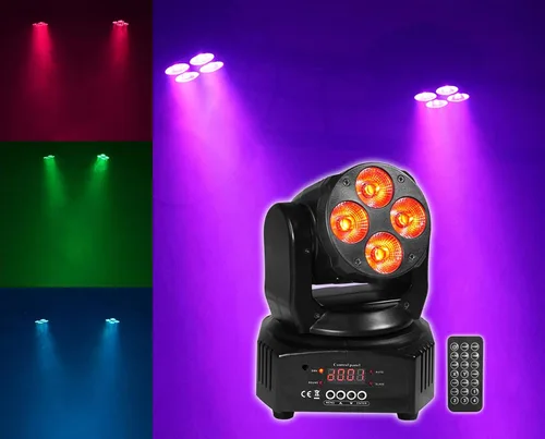 Vista 2 de Rockville RockOn-7 - Luz de lavado de cabeza móvil RGBW de 40 W, DMX de 14/16 canales, activada por sonido, control remoto, giro de 540°