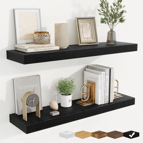Vista 51 de fuqing Estantes flotantes para pared, estante flotante de madera montado en la pared con soportes invisibles para sala de estar, baño, dormitorio