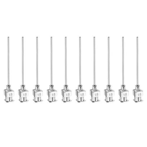 Vista 8 de HARFINGTON 10 agujas dispensadoras de acero inoxidable de calibre 8, 1 1/2 pulgadas, tubo de aguja de pegamento de metal, puntas romas, Luer Lock