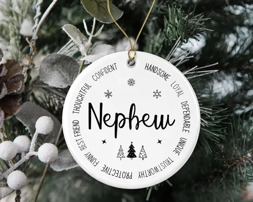 Vista 2 de Best Nephew Ever Christmas Ornament, Xmas Keepsake Gift from Daughter or Son, New First Nephew Gift, Printed on One Side