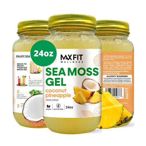 Vista 6 de Gel de musgo marino crudo (12 sabores) de 24 onzas, gel de musgo marino dorado silvestre de Santa Lucía 92 vitaminas y minerales puro crudo +
