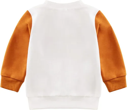 Vista 2 de ESHOO Mameluco de Halloween para bebés y niñas con cuello redondo, manga larga, sudadera de calabaza