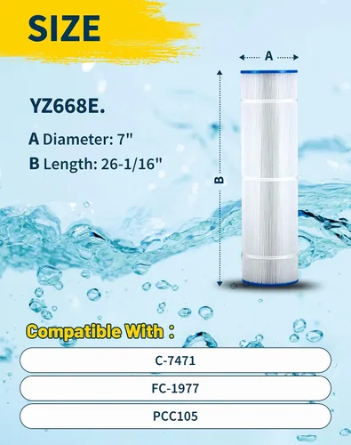 Vista 2 de PCC105-PAK4 - Cartucho de filtro de repuesto para piscina Unicel C-7471 105Sq.ft 817-0106 R173576 817-0106 Filbur FC-1977 FC-6470 CCP420 Darlly