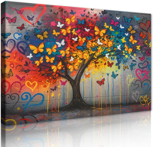 Vista 45 de Yeesjoee Graffiti Hip-Hop Style Culture - Arte de pared, póster abstracto de la vida es hermosa, impresión en lienzo colorido y moderno de pintura