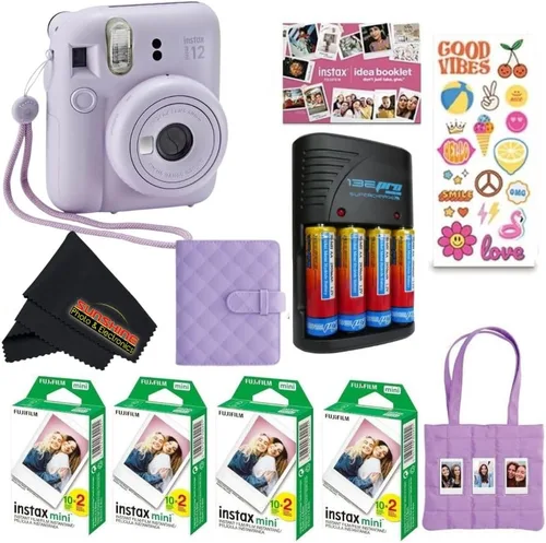 Vista 11 de Fujifilm INSTAX MINI 12 Blue Bundle 2025 (2 paquetes individuales (20 hojas), morado lila