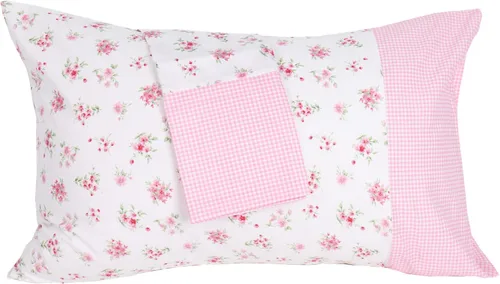 Vista 9 de Paquete de 2 fundas de almohada de algodón para cabello y piel, diseño a cuadros azules y estampado floral, tamaño Queen, súper suaves y acogedoras 3