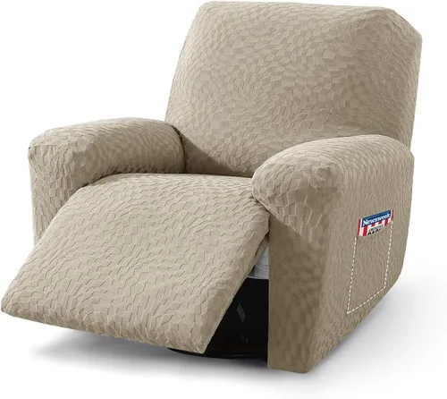 Vista 9 de ZNSAYOTX 2026 Funda elástica para sillón reclinable de 3 piezas (61 cm-94 cm) Fundas súper suaves para silla reclinable con bolsillo grande y lazos