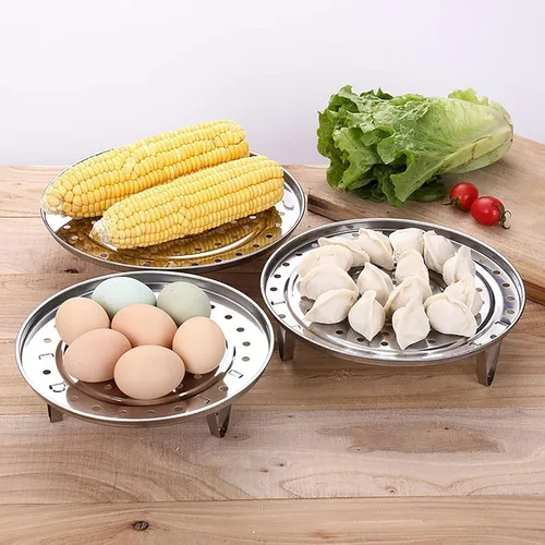 Vista 7 de Rejilla para vapor, estante para olla a presión y enlatado, acero inoxidable 304, bandeja redonda para cocinar al vapor con patas desmontables