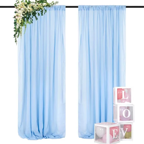 Vista 49 de DUOBAO Cortina de gasa rosa, 2 paneles de 29 x 96 pulgadas, cortinas de telón de fondo de boda, cortinas de playa transparentes para sala de estar