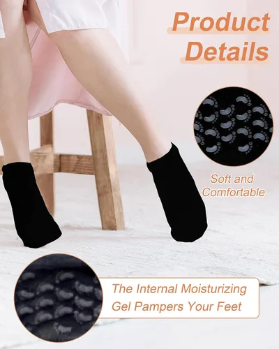 Vista 3 de Calcetines hidratantes, 2 pares de calcetines de loción para pies secos y agrietados para mujeres, calcetines hidratantes de pies, calcetines