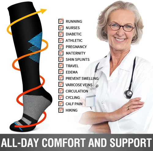 Vista 100 de 6 Pack Copper Compression Socks for Women and Men Circulation-Best Support for Medical, Running,Nursing,Athletic