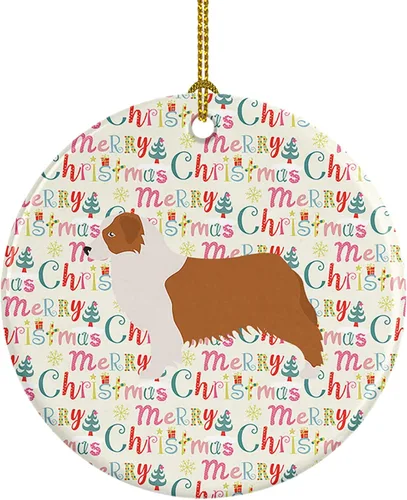 Vista 104 de Caroline's Treasures Affenpinscher - Adorno de cerámica con texto en inglés "Merry Christmas", multicolor para colgar en el árbol de Navidad