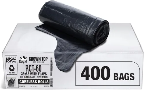Vista 17 de Aluf Plastics Bolsas de basura negras resistentes de 33 galones de 1.7 milésimas de pulgada de pulgada de grosor con cierre de solapa E-Z de 33 x 39
