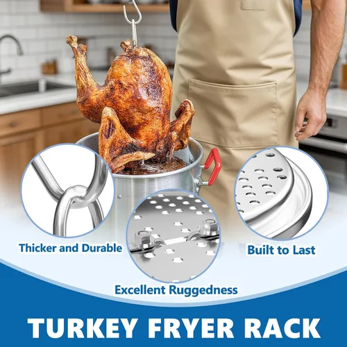 Vista 3 de Kit de soporte para freidora de pavo SafBbcue Soporte vertical para asar pollo con estante para pollo Asador con soporte para pavo Kit de accesorios