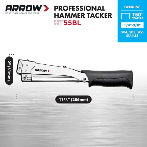 Vista 2 de Arrow HT55BL - Grapadora manual para construcción y aislamiento, mango de agarre ergonómico, cargador de carga trasera de doble capacidad, se adapta