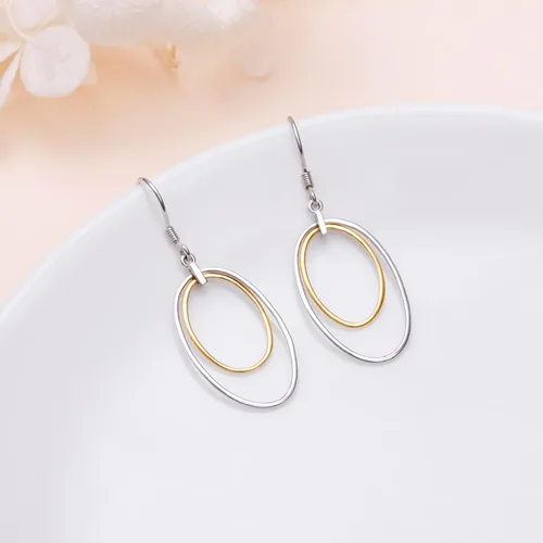 Vista 3 de Pendientes de aro de plata de ley S925 para mujer, joyería de eslabones cubanos