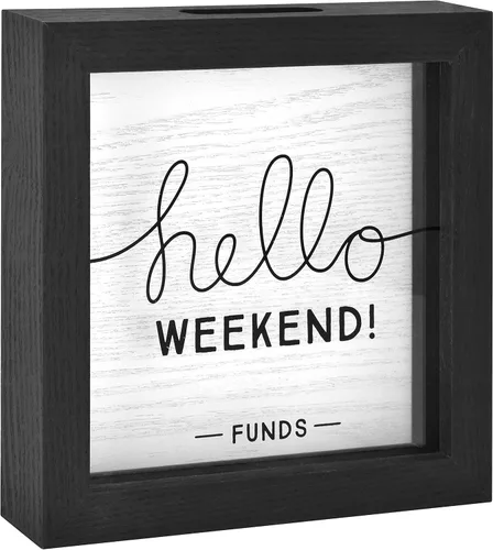 Vista 3 de MCS Hello Weekend Fund Bank Shadowbox, madera negra